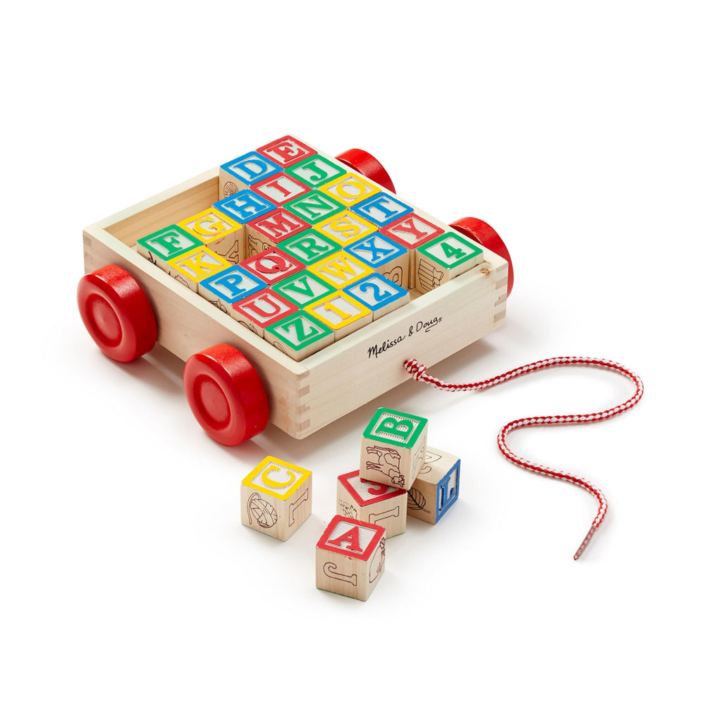 Melissa & Doug ABC wooden block cart with 30 colorful blocks for early literacy