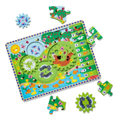 Melissa & Doug Animal Chase Gear Puzzle with spinning gears for fine motor development