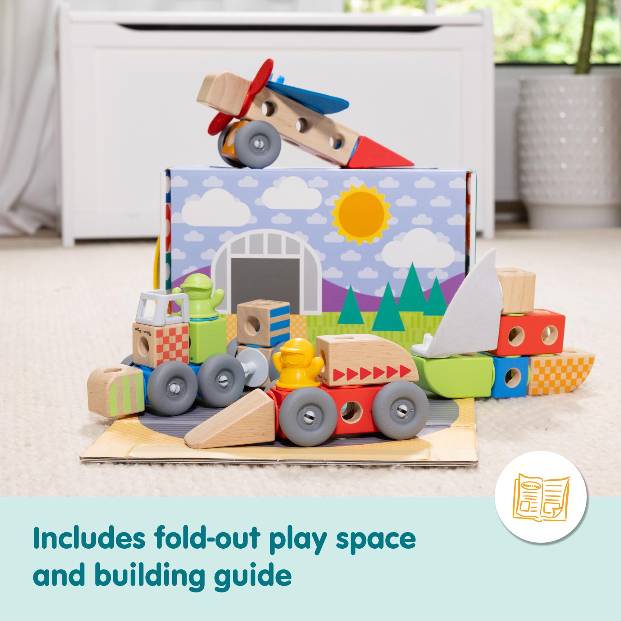 Melissa & Doug Blockables Vehicles tractor with trailer builds fine motor skills