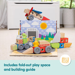 Melissa & Doug Blockables Vehicles tractor with trailer builds fine motor skills