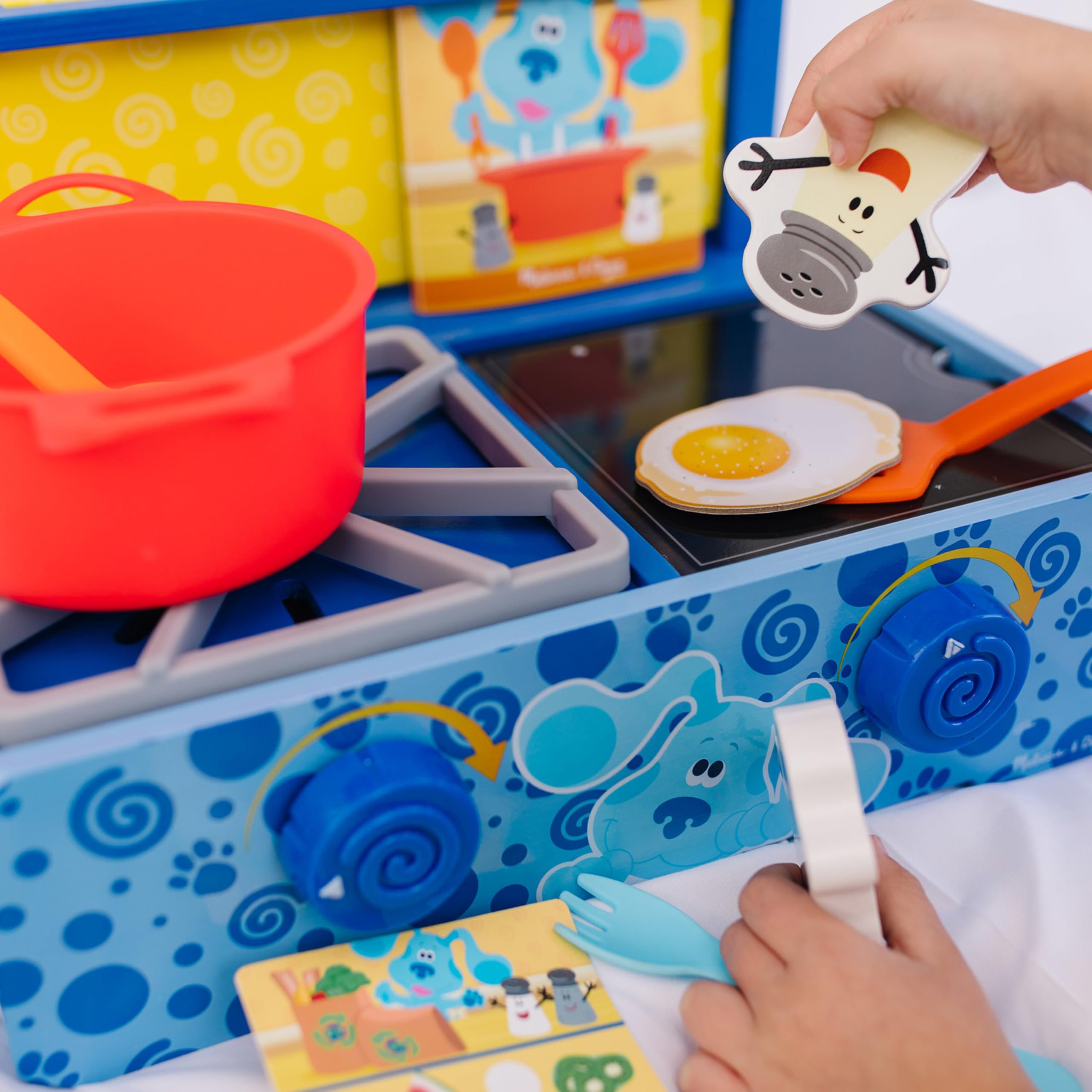 Melissa & Doug Blue's Clues wooden utensils set supports hands-on pretend meals