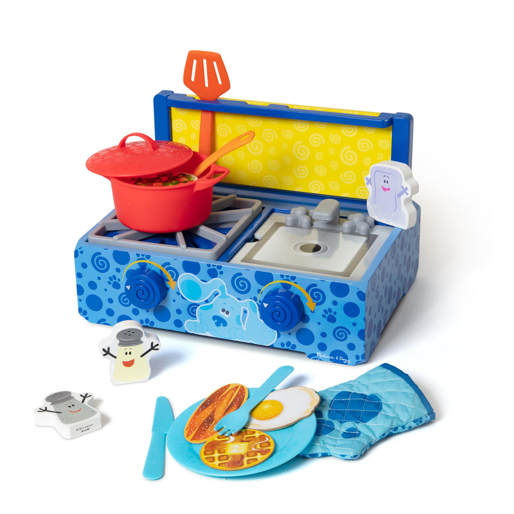 Melissa & Doug Blue's Clues wooden stovetop invites imaginative pretend cooking