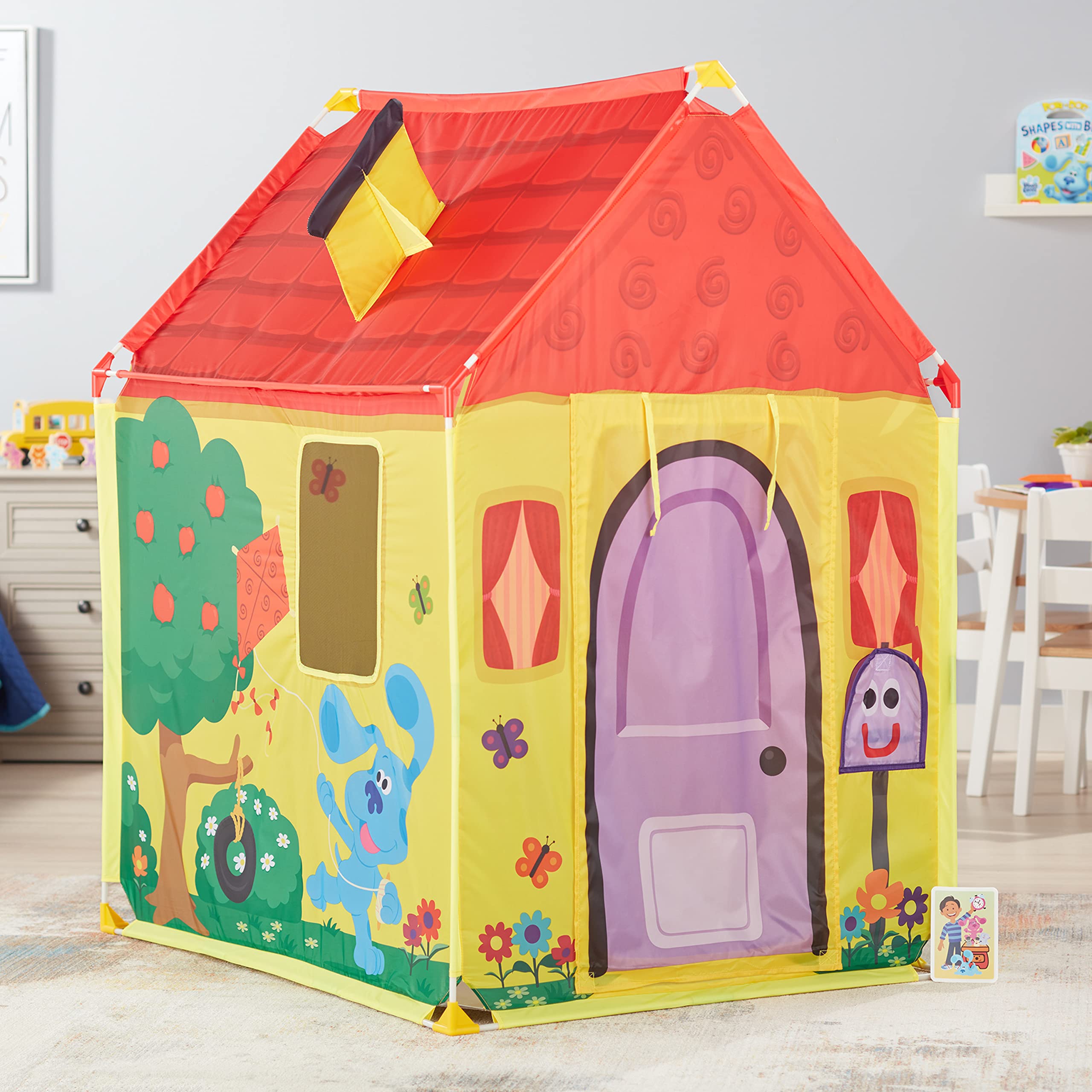 Durable floor of Melissa and Doug Blue's House tent withstands busy play