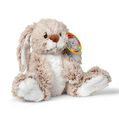 Gray Burrow Bunny with white fluffy tail adds nursery charm