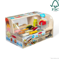 Melissa & Doug chips, cookies, and drink pieces for complete meals.