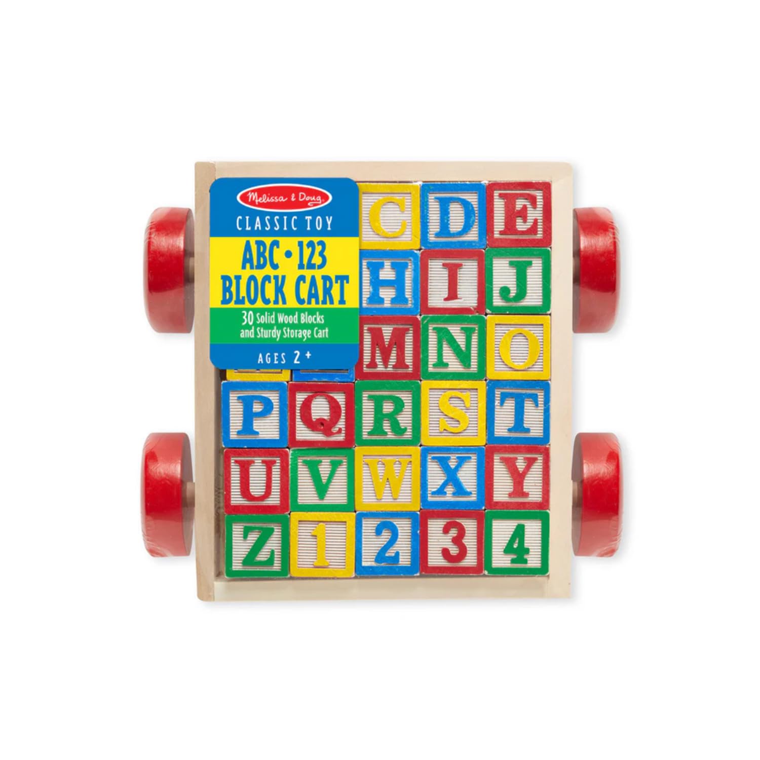 Melissa & Doug Classic ABC Block Cart wooden construction supports durable play