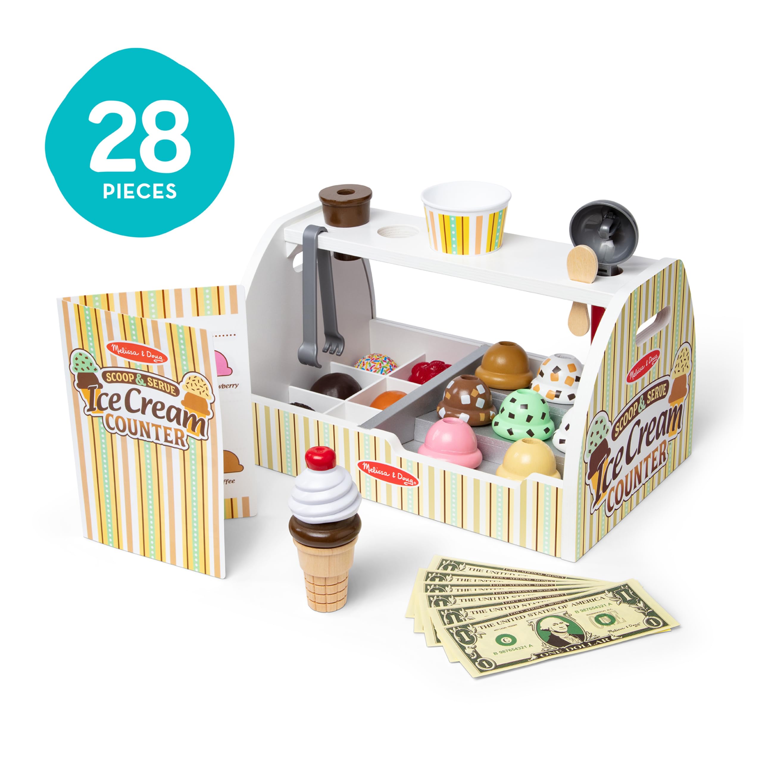 Melissa & Doug open countertop showing built-in storage and tidy cleanup benefit