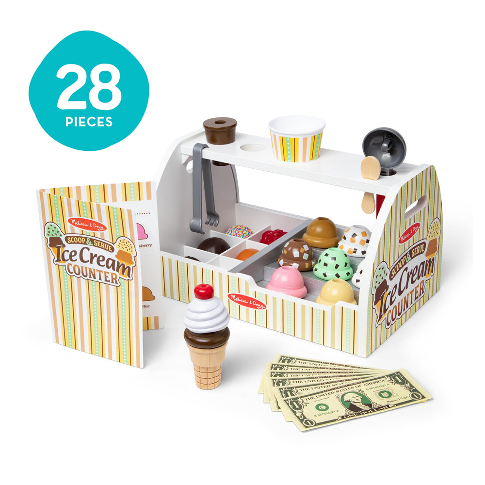 Melissa & Doug open countertop showing built-in storage and tidy cleanup benefit