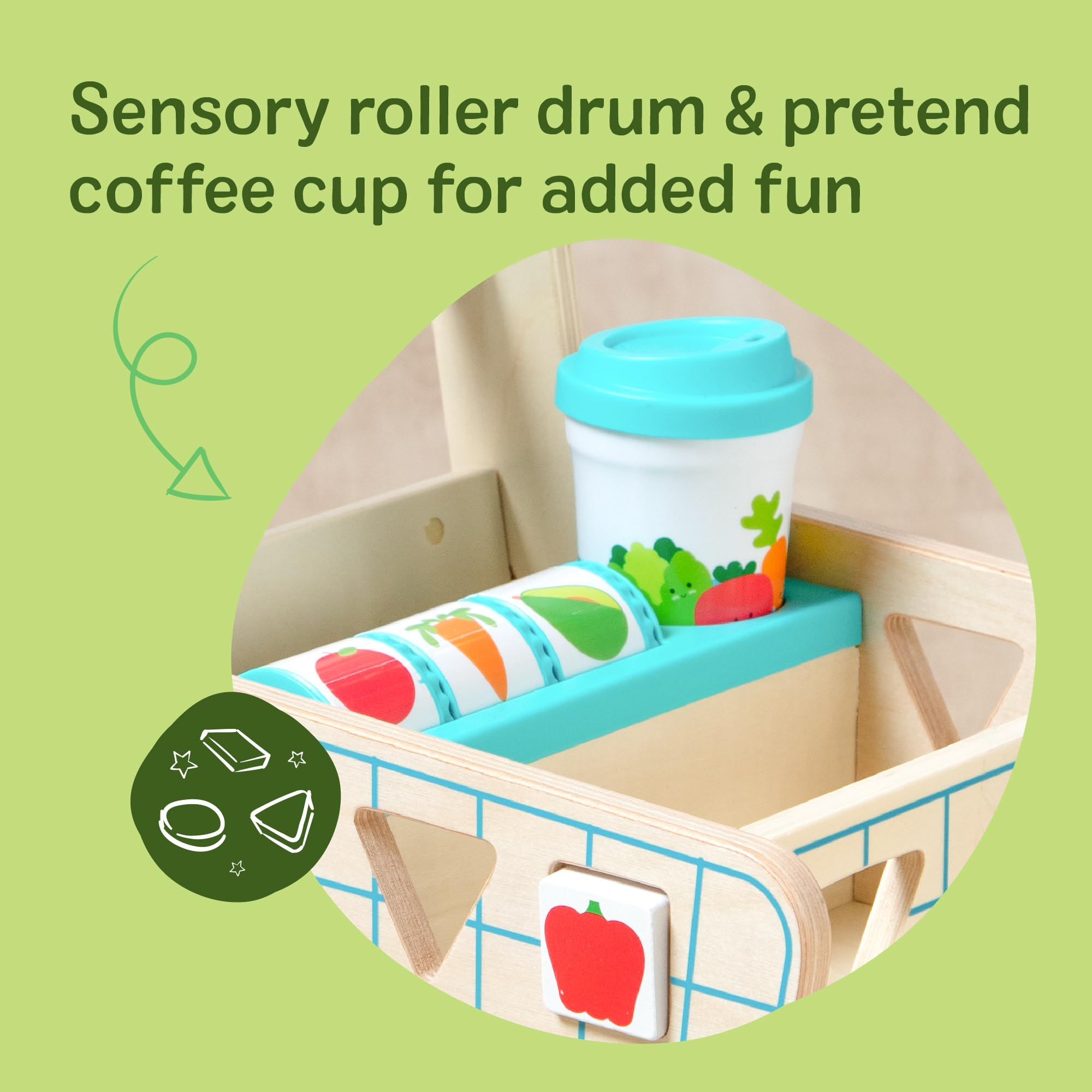 Cup holder feature shown for quick, accessible play.