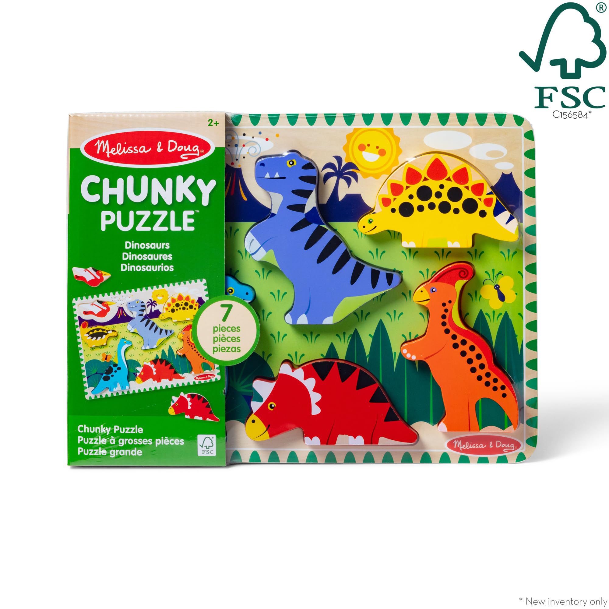 Melissa & Doug chunky wooden blocks puzzle designed for easy grasp by small hands
