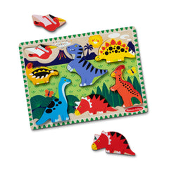Melissa & Doug dinosaur puzzle seven pieces with vivid images supports early problem solving