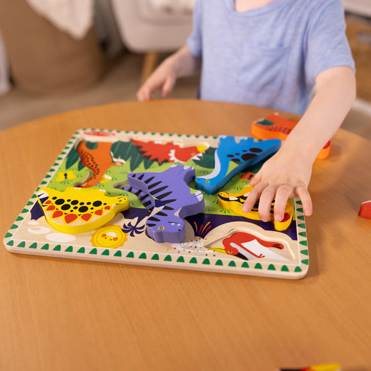 Melissa & Doug dinosaur puzzle stand-up pieces for pretend play and fine motor development