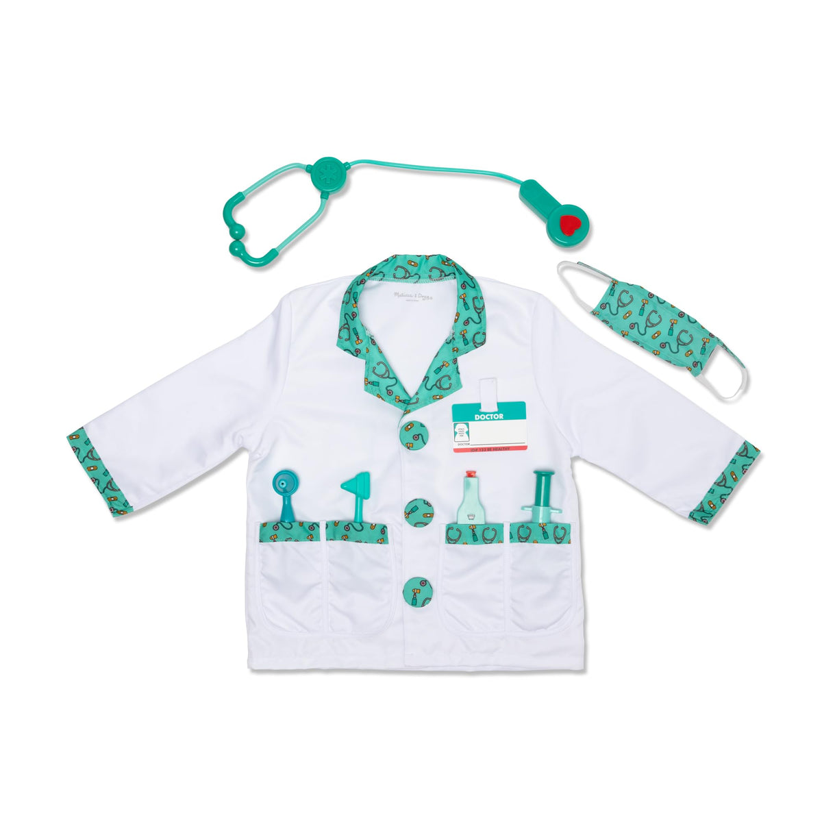 Melissa & Doug doctor costume coat for realistic pretend play and storytelling