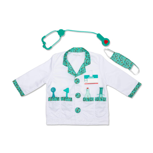 Melissa & Doug doctor costume coat for realistic pretend play and storytelling