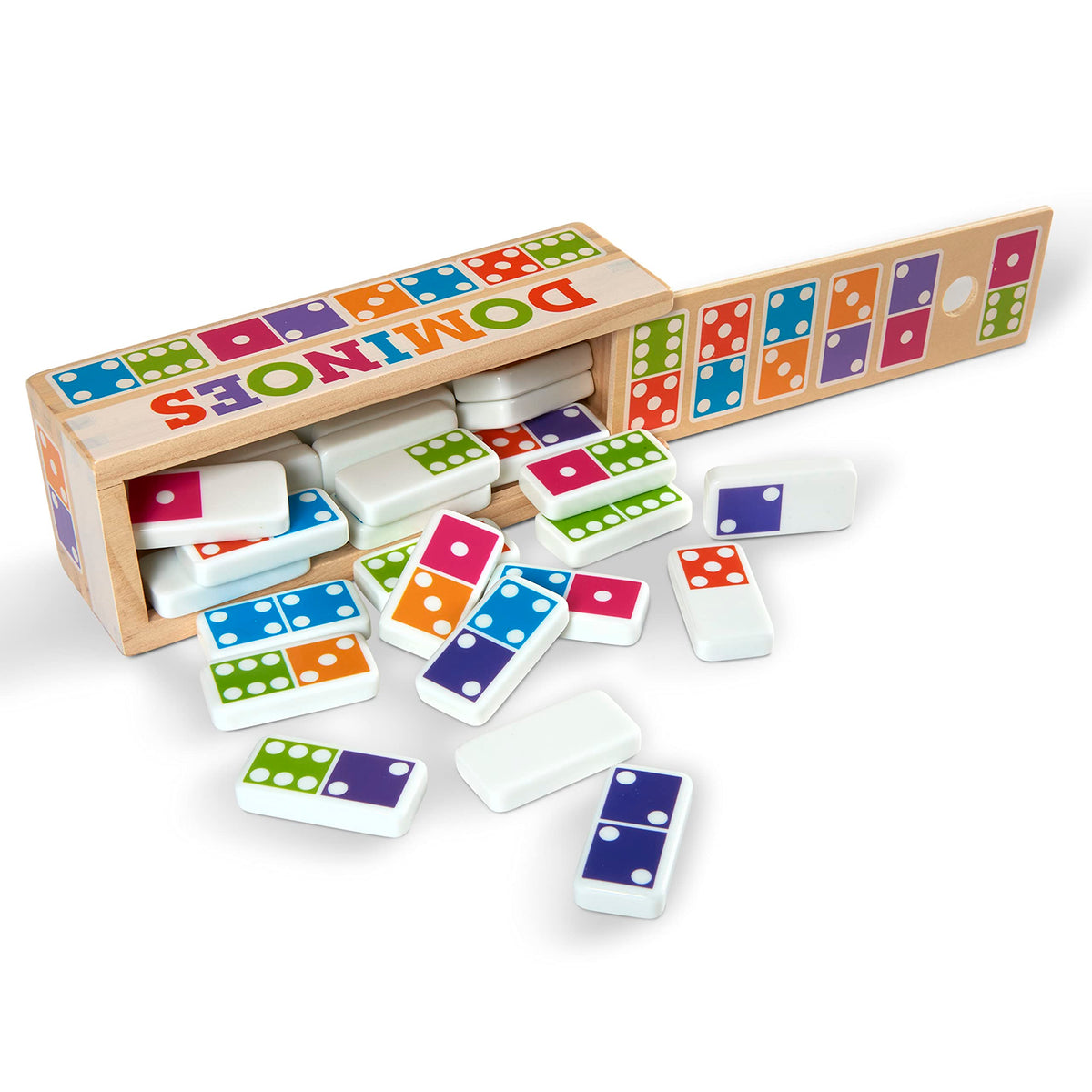 Melissa & Doug dominoes tabletop with 28 colorful tiles for family play