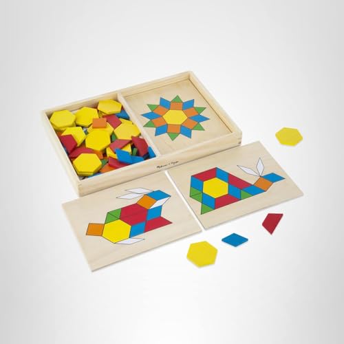 Melissa & Doug durable wooden tiles foster independence and imaginative play
