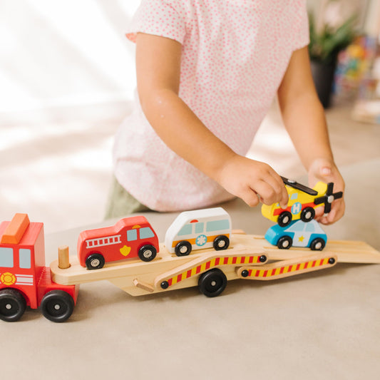 Melissa & Doug helicopter with rotating blade enhances rescue role-play.