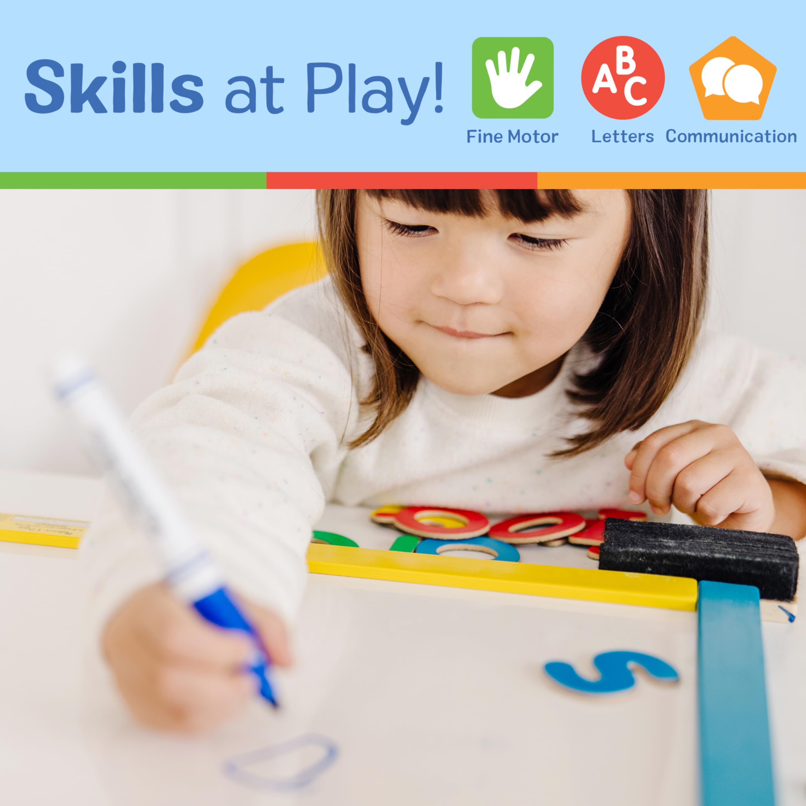 Eraser included for quick cleanups during creative learning sessions.
