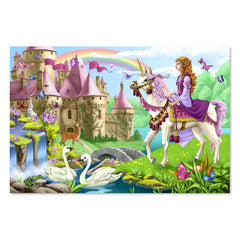 Melissa & Doug Fairy Tale Castle puzzle fully assembled, two-by-three feet, for imaginative play