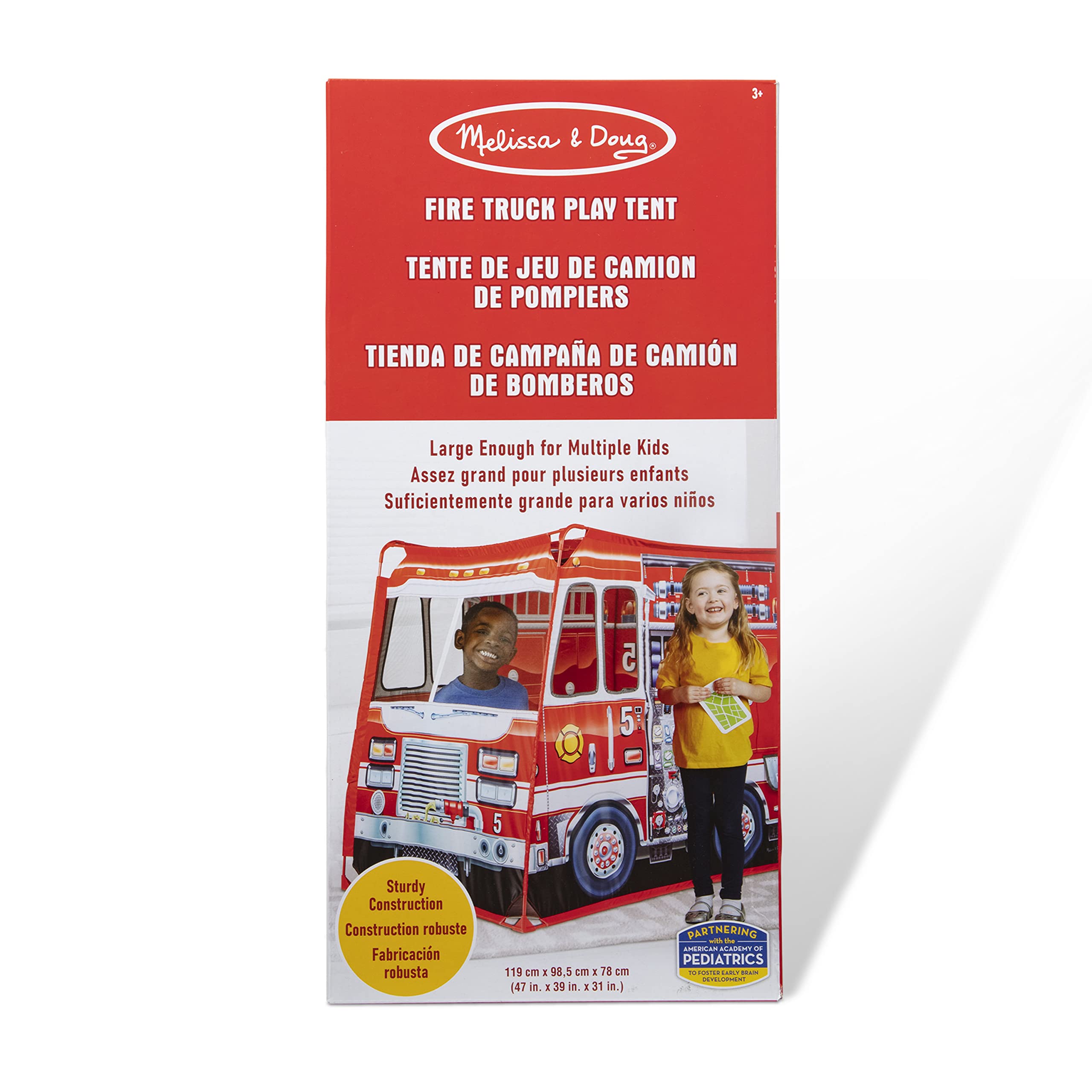 Melissa & Doug Fire Truck Play Tent mesh windows provide light and cooling.