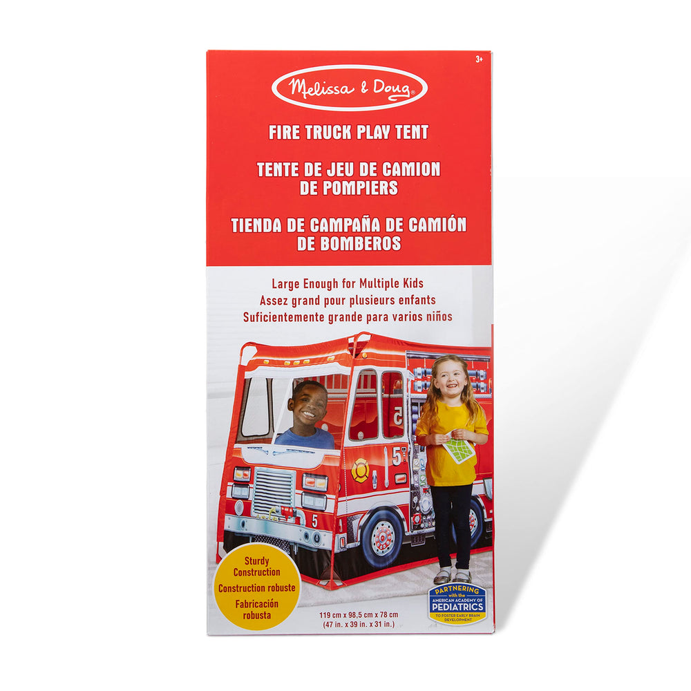 Melissa & Doug Fire Truck Play Tent mesh windows provide light and cooling.