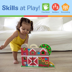Melissa & Doug GO Tots sliding barn doors enable easy tumbling action.