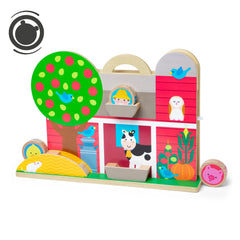 Melissa & Doug GO Tots barnyard tumble with disks for active play.
