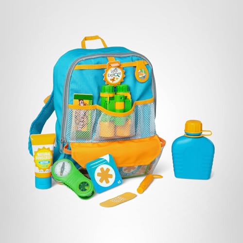 Melissa & Doug Let’s Explore hiking set packed in a backpack ready for outdoor play.