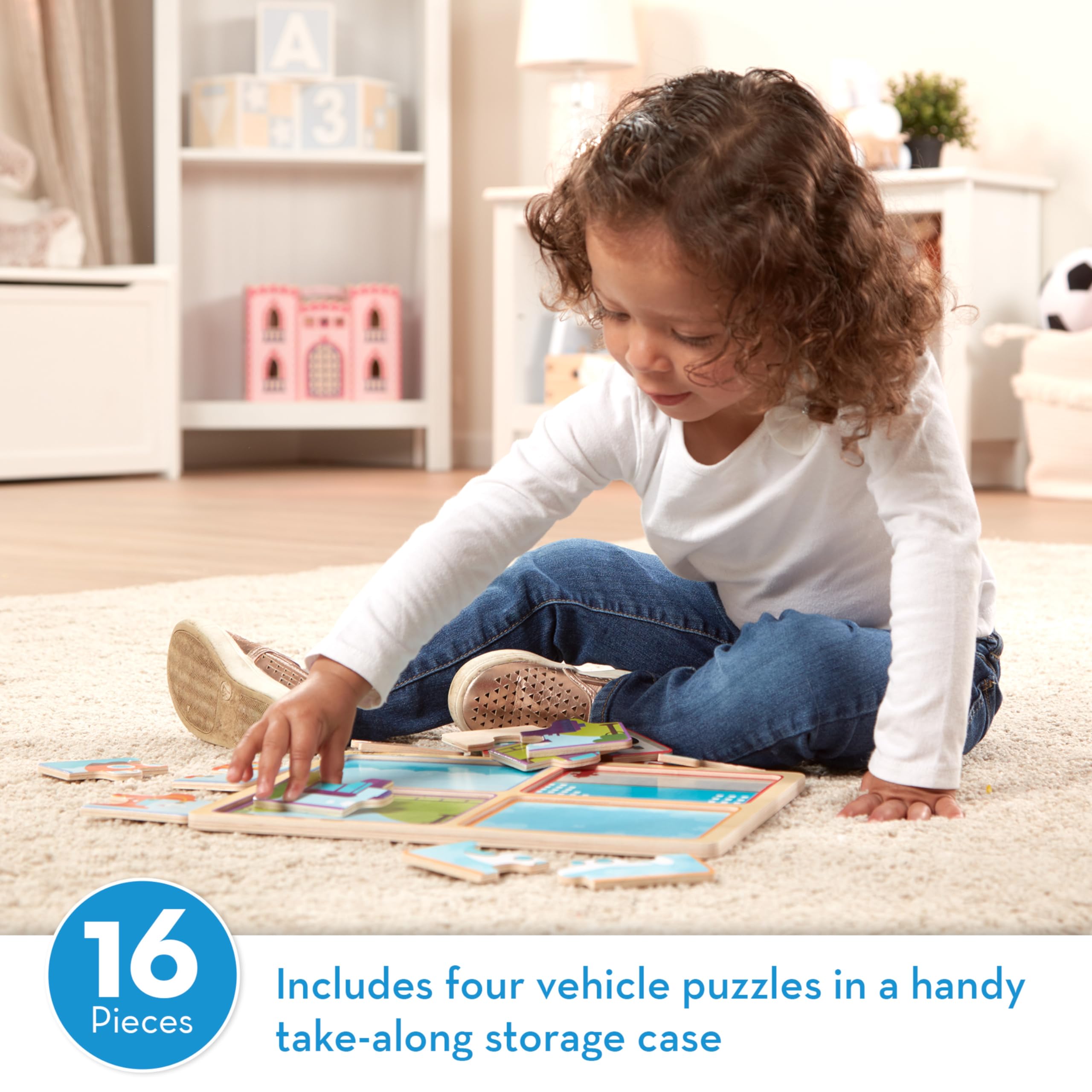Melissa & Doug wooden puzzle train enhances problem-solving during puzzle practice