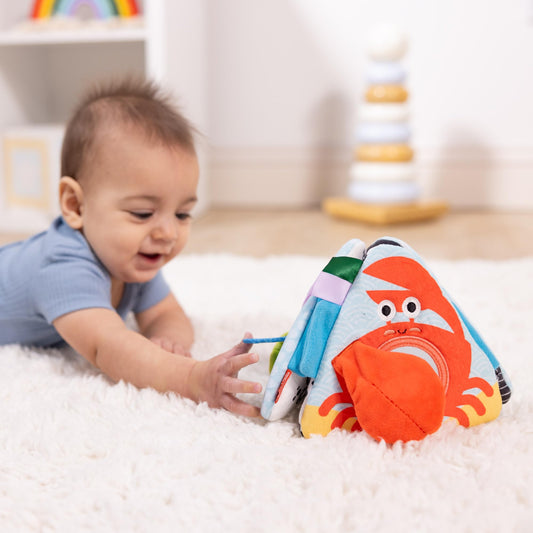 Melissa & Doug Ocean Tummy Time Triangle pyramid setup boosts baby engagement during play