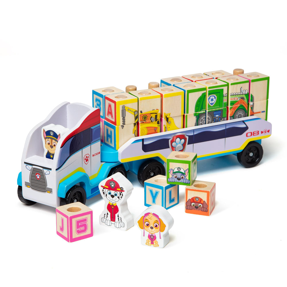 Melissa & Doug PAW Patrol block truck front view, ideal for early learning and imaginative play.