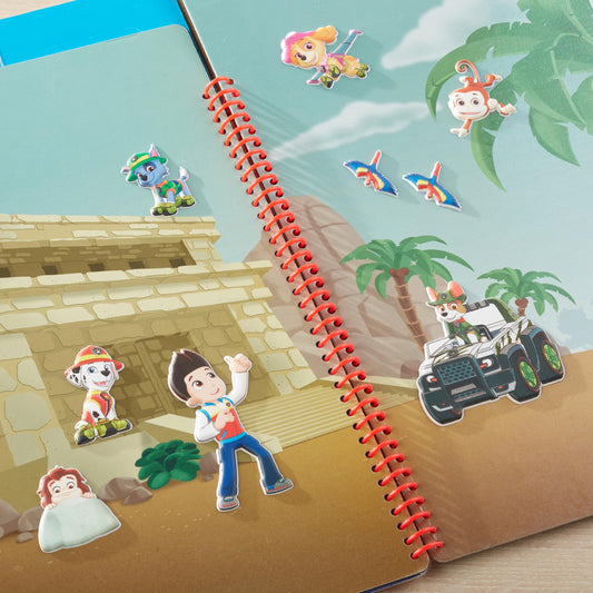 PAW Patrol restickable puffy stickers on Jake’s Mountain scene for creative play