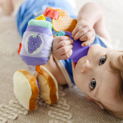 Melissa and Doug PB J clip-on toy clip attaches to strollers and car seats.