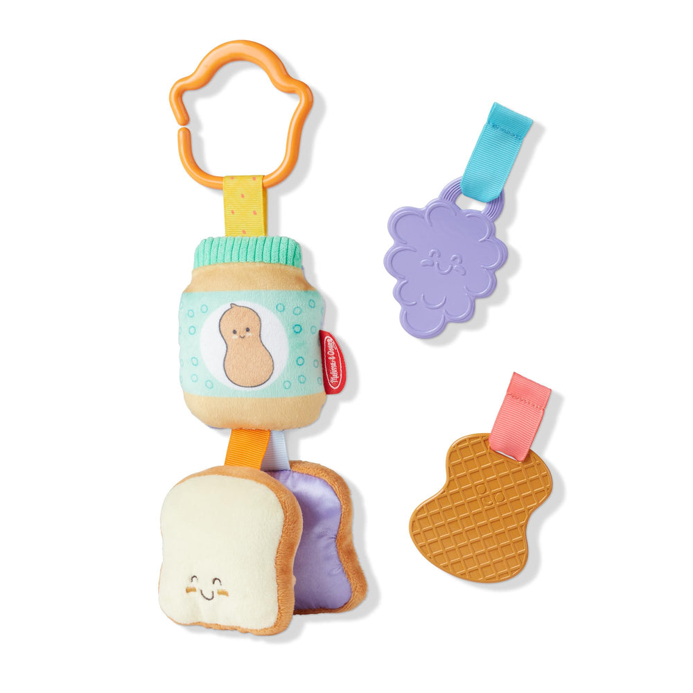 Melissa and Doug PB J clip-on toy textured grapes invite fine motor exploration.