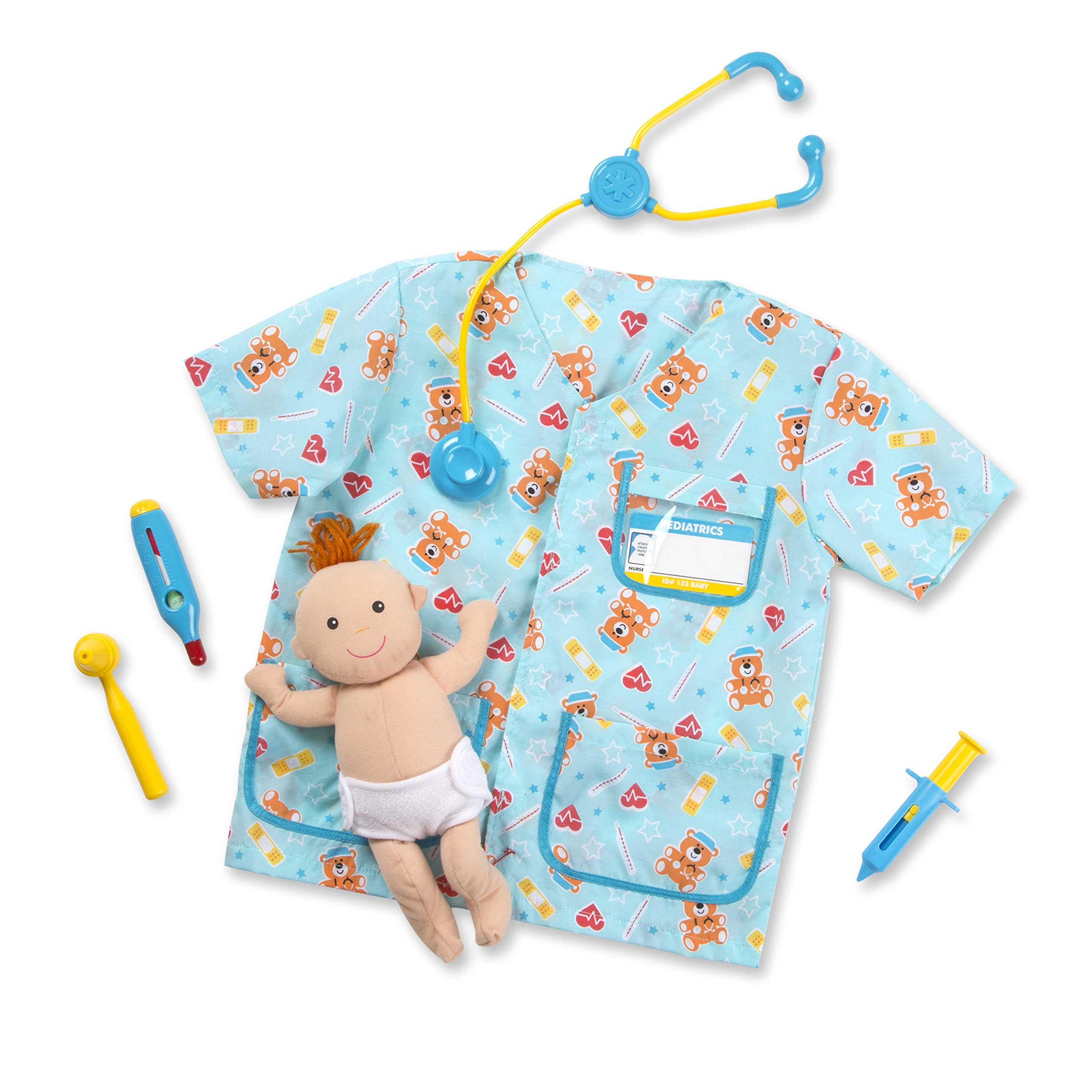 Melissa and Doug pediatric nurse costume with stethoscope inspires imaginative caregiving play