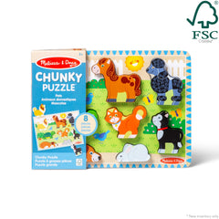 Melissa & Doug Pets wooden chunky puzzle stand-up pieces invite pretend pet stories.