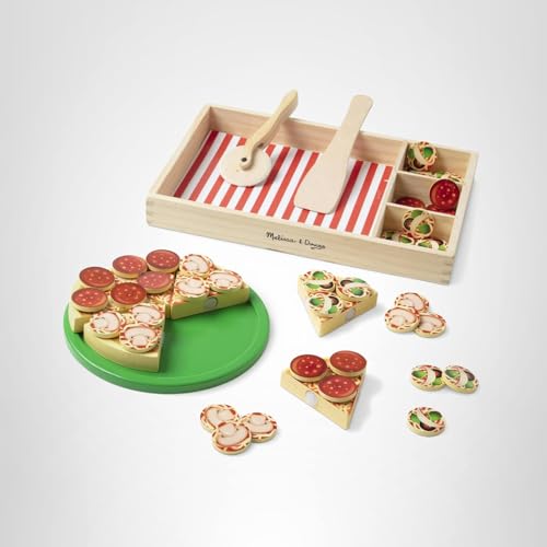 Melissa and Doug pack supports counting and sequencing during topping selection and slicing