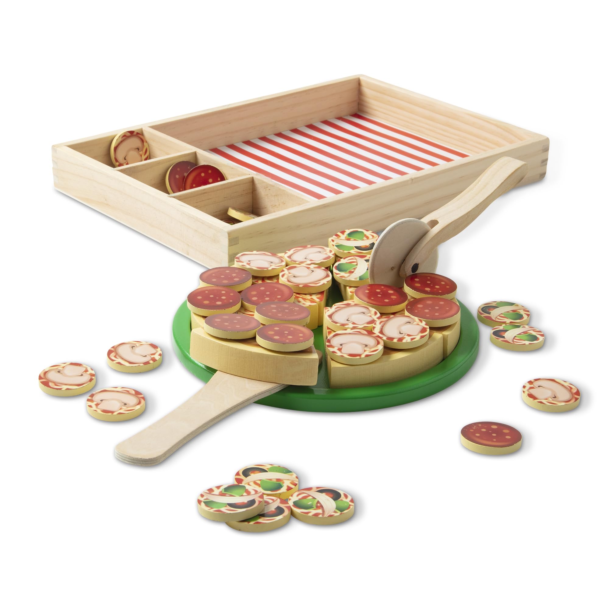 Melissa and Doug Pizza Party six-slice pizza assembly for imaginative pretend play