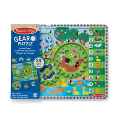 Artwork-under-pieces design on Melissa & Doug puzzle aids matching