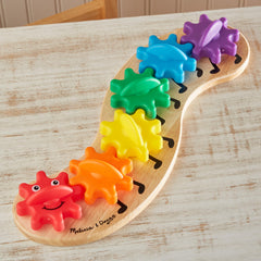 Melissa & Doug Rainbow Caterpillar Gear Toy ideal for screen-free toddler activities.