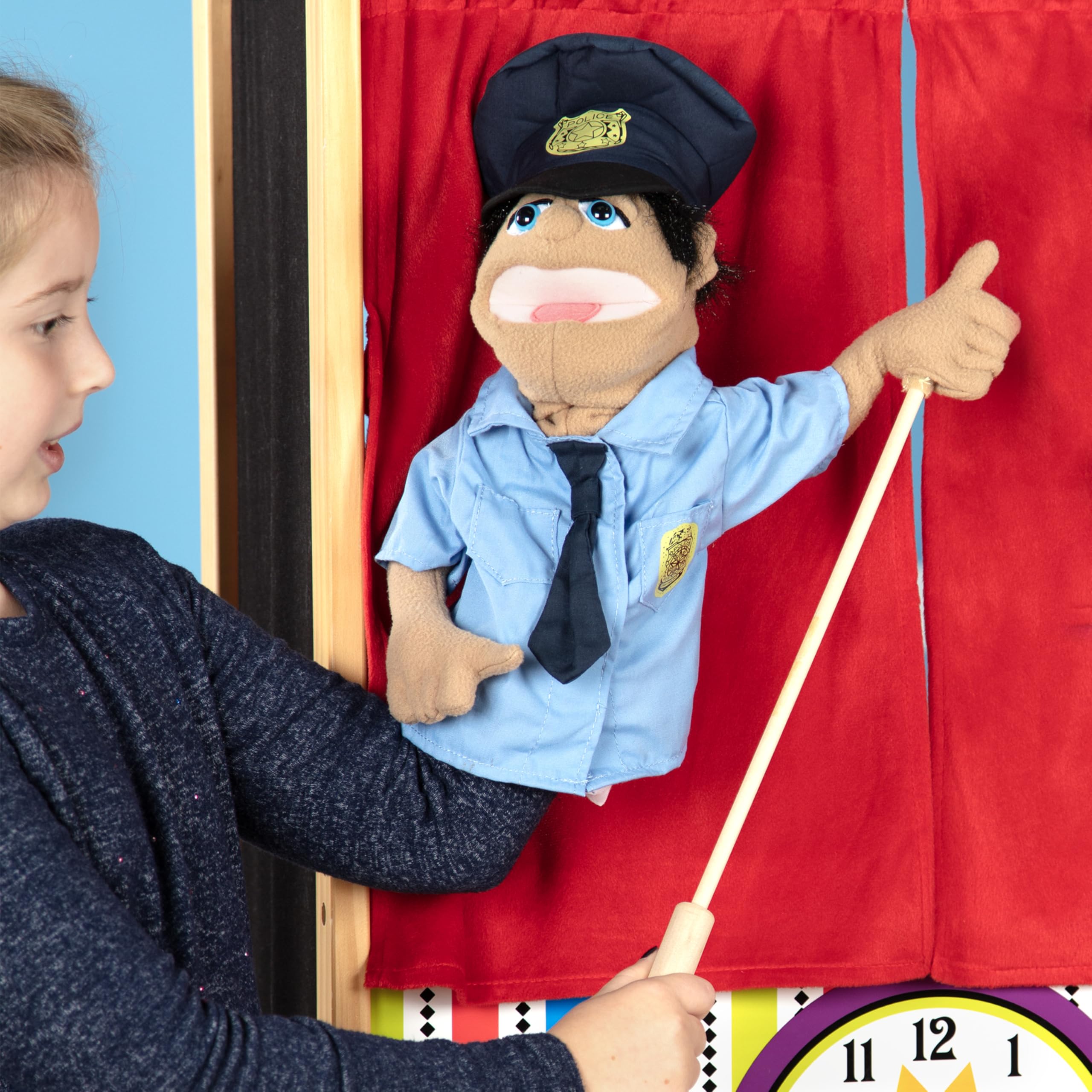 Melissa & Doug Rescue Puppet lefty-friendly and righty-friendly design for inclusive pretend play.