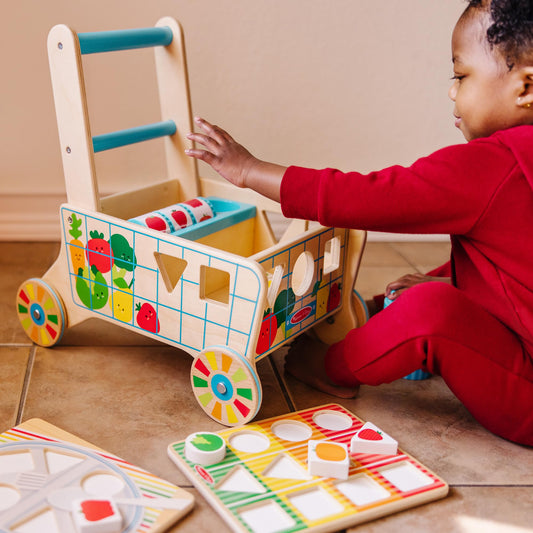 Colorful shape-sorting pieces by Melissa & Doug for early learning.