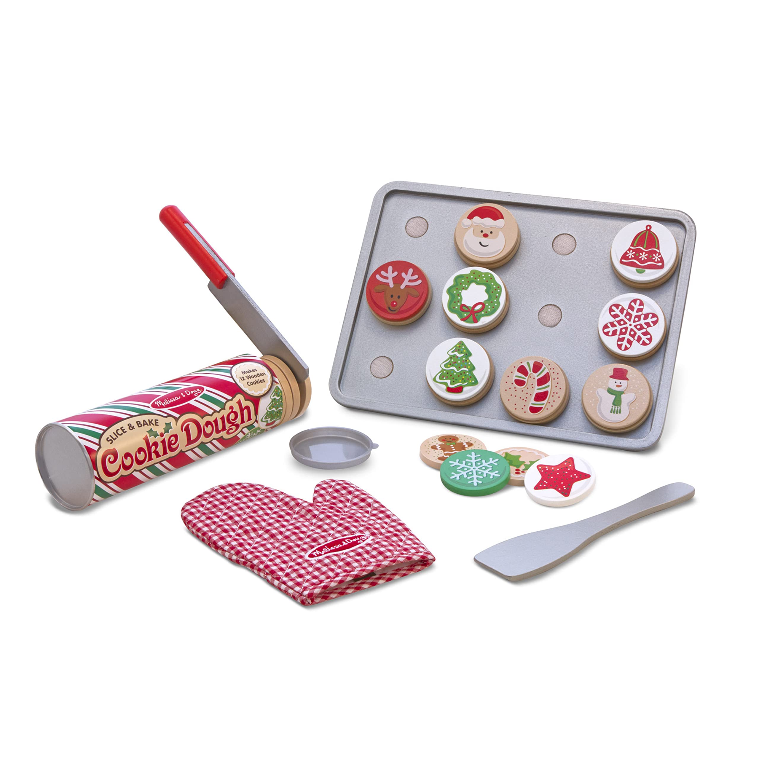 Melissa & Doug Slice and Bake cookies tube ready for decorating and pretend baking fun.
