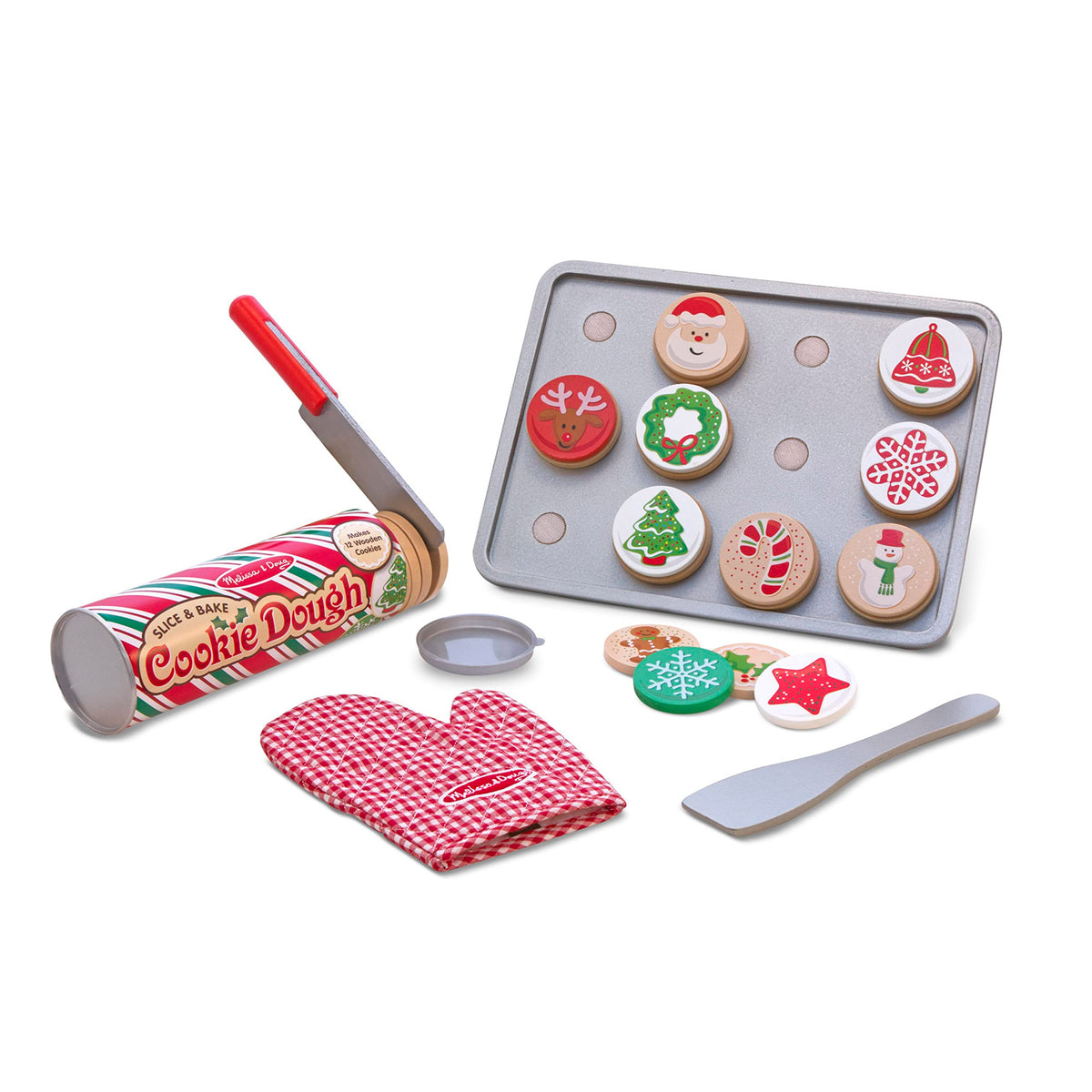 Melissa & Doug Slice and Bake cookies tube ready for decorating and pretend baking fun.