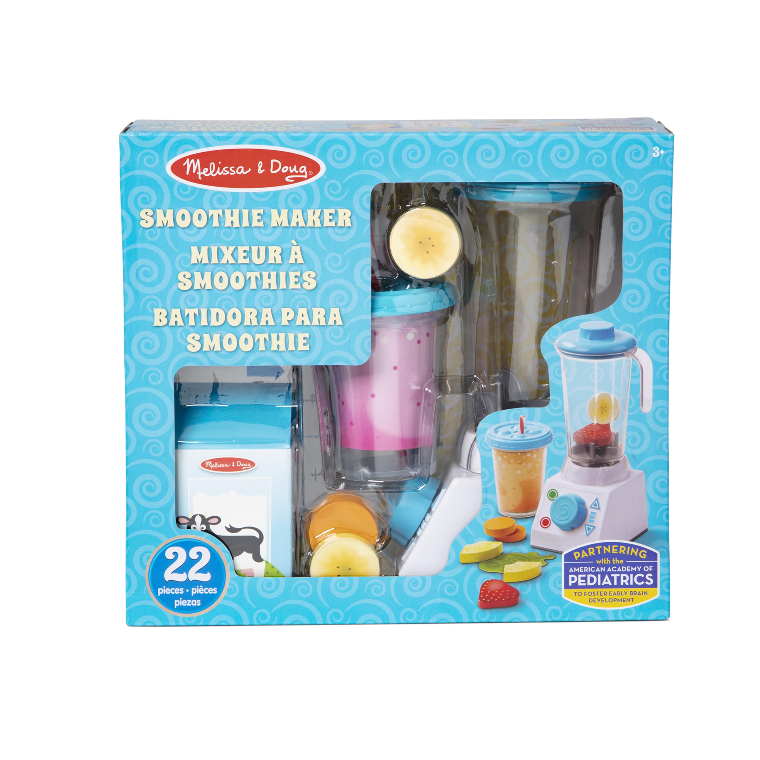 Melissa & Doug Smoothie Maker cup with lid and straw for portable pretend drinks.