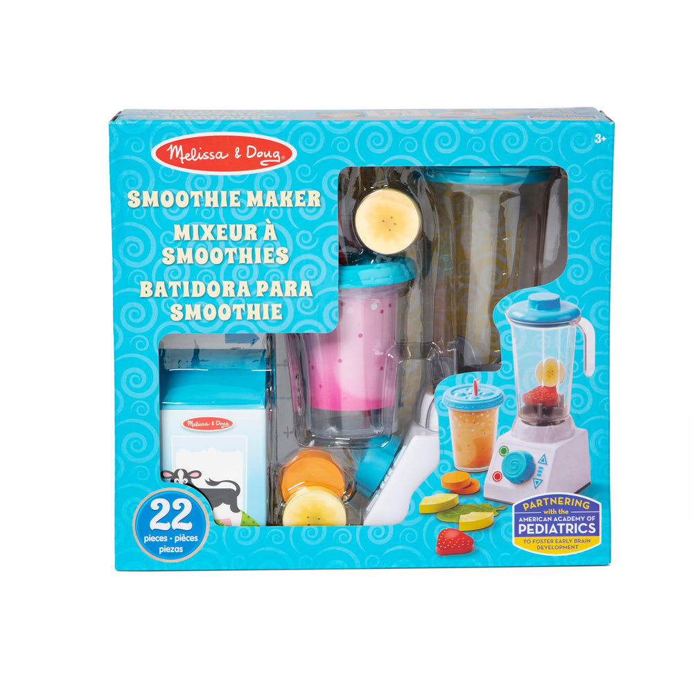 Melissa & Doug Smoothie Maker cup with lid and straw for portable pretend drinks.