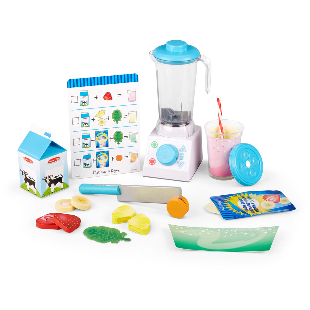 Melissa & Doug Smoothie Maker milk carton for recipe pretend play and storytelling.