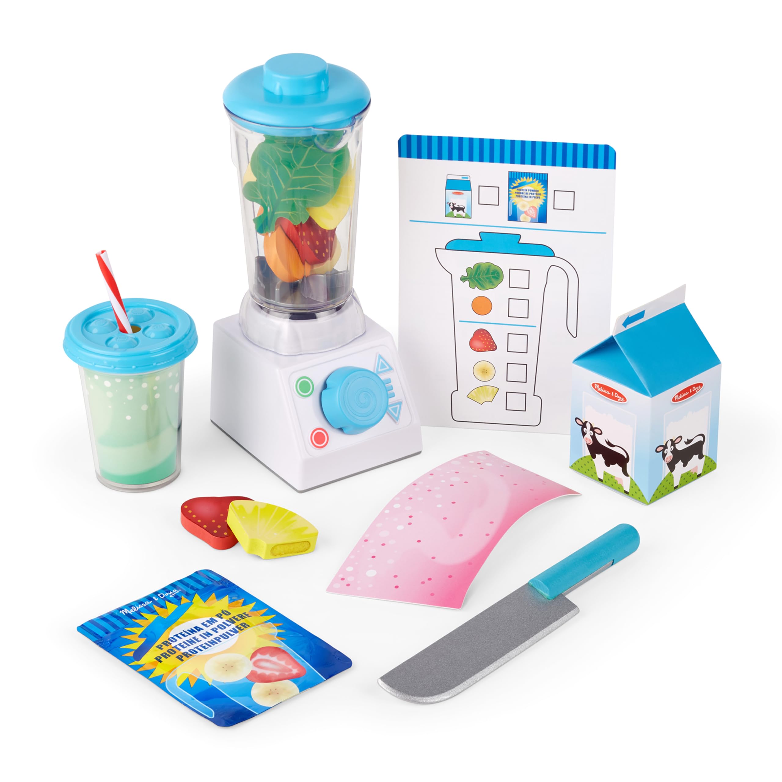 Melissa & Doug Smoothie Maker wooden fruits for imaginative pretend cooking and fine motor fun.