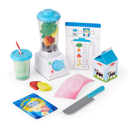 Melissa & Doug Smoothie Maker wooden fruits for imaginative pretend cooking and fine motor fun.