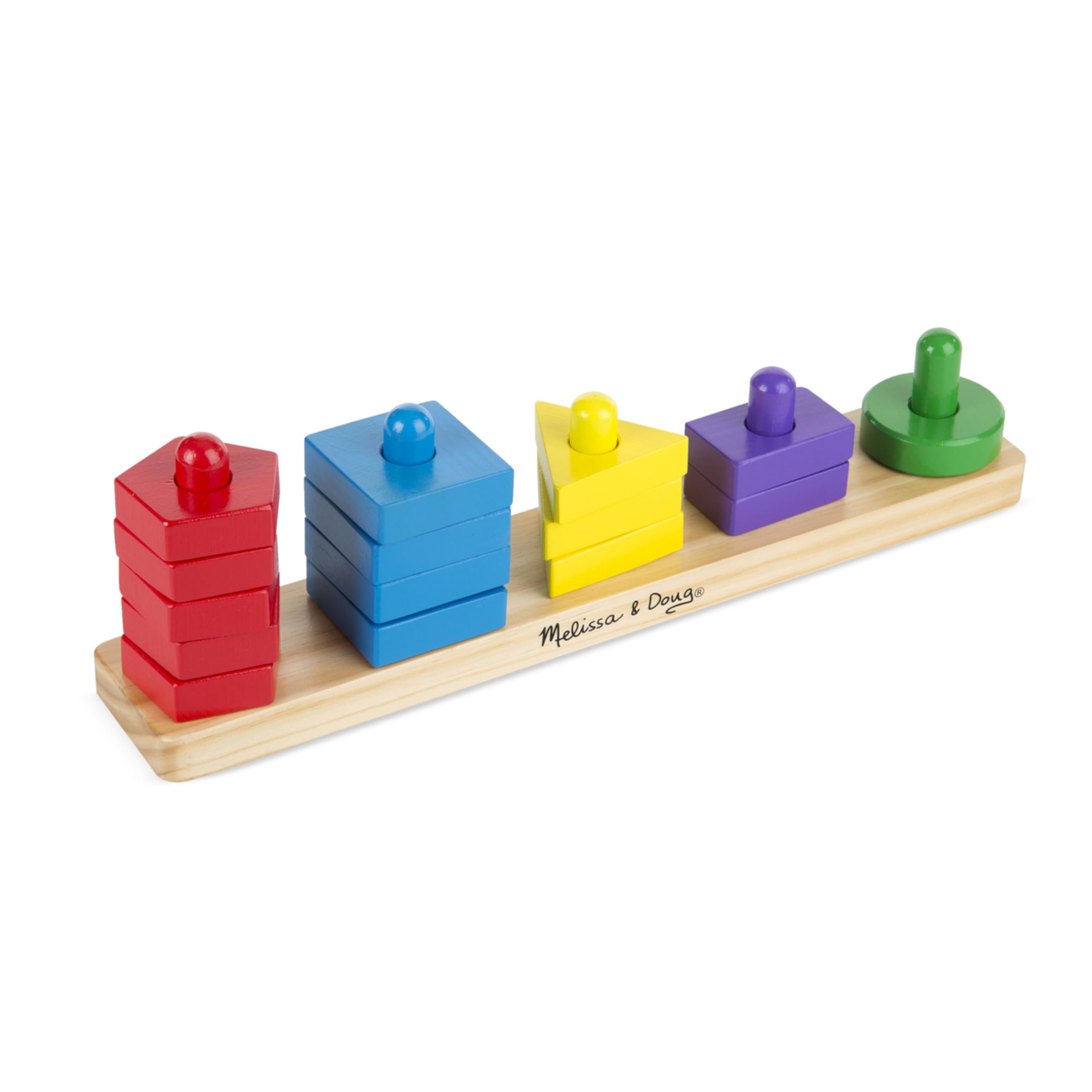 Melissa & Doug Stack and Sort Board with 15 wooden pieces ready for color and shape play